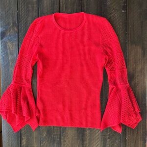 Carolina Herrera Vibrant Red Flare Sleeve Blouse